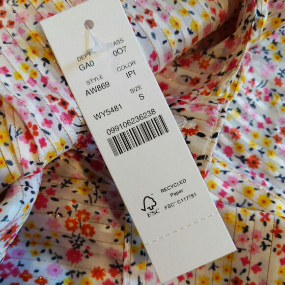 NWT J Crew Ruffle Top Pink Red Shimmer Floral Spring Easter Blouse Small - Picture 9 of 12